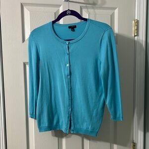 Talbots Blue Cardigan Lightweight Knit Sweater